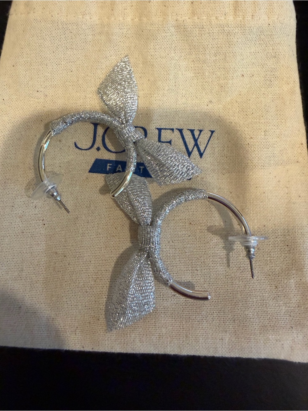 J. Crew Factory Silver Bow Hoop Earrings